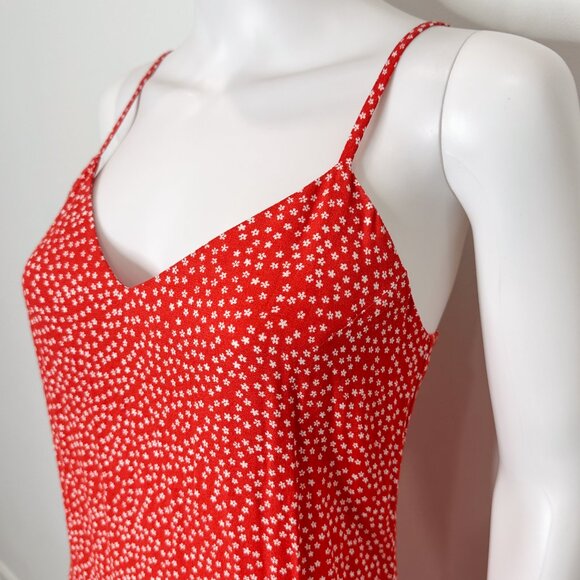 Reformation Crimini V Neck Leg Slit Midi Slip Dress in Western Red Floral Size 2 - Picture 6 of 15